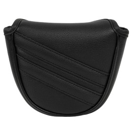 Golf Mallet Putter Head Cover Magnetic Closure Heel-shaft Club Protector Classic Black PU Leather
