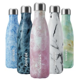 BJPKPK Insulated Water Bottles -17oz/500ml -Stainless Steel Water Bottles,Sports Water Bottles Keep Cold for 24 Hours and Hot for 12 Hours,BPA Free Water Bottle,Marble Blossom