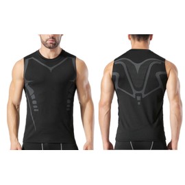 Smatstyle Men's Compression Tank Top Sleeveless Running Shirts Breathable Functional Shirt Sports Training Shirt Fitness Black