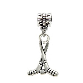 Dangle Hockey Sticks and Ball Charm Bead for Charms Bracelets