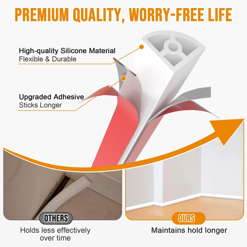 Flexible Quarter Round Molding Trim - 236in Waterproof Bendable Silicone