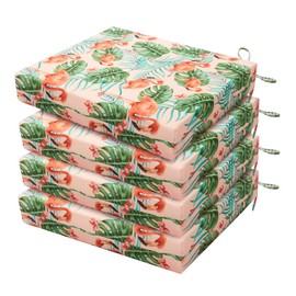 HARBOREST Outdoor Chair Cushions Set of 4 - Square Corner Waterproof Outdoor Cushions for Patio Furniture - Patio Furniture Cushions with Ties, 18.5"x16"x3", Flamingo