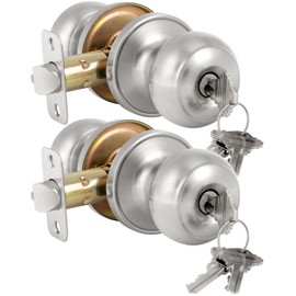 HOSOM Door Knob with Lock and Key, 2 Pack Keyed Entry Door Knob, Exterior and Interior Door Lock for Front Door Commercial and Residential Area, Entry Door Handle for Bedroom and Bathroom