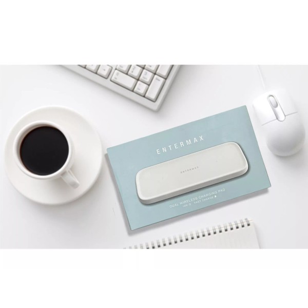ENTERMAX Dual Wireless Charging Pad 18W White (fast charge)