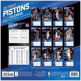 TURNER Sports Detroit Pistons 2021 12X12 Team Wall Calendar (21998011877)