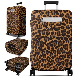 Slohif Luggage Cover for Suitcase Tsa Approved Protector - Leopard Luggage Sleeve Large Suit Case Cover Travel Stretch Baggage Case Protective Washable Fit 22-24 Inch