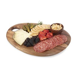 TOSCANA - a Picnic Time brand - Pebble Shaped Acacia Serving Board 12" x 9", (Natural Acacia)