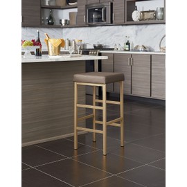 OSP Home Furnishings Backless Stool with Gold Frame, 30-Inch, Camel