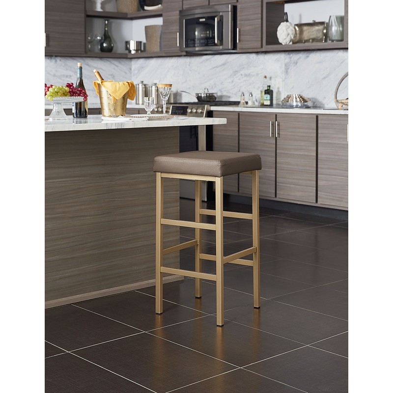 OSP Home Furnishings Backless Stool with Gold Frame, 30-Inch, Camel