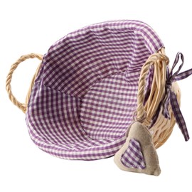 Premier Housewares Picnic Basket Bread Basket Wicker Basket Oval Hamper Baskets For Gifts Lining Woven Basket Purple H14x W27x D19