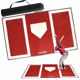 Baseball & Softball Hitting Mat - 6x4ft Anti-Slip Rubber Base, Home Plate with Batters Box, Foldable 12LB Design - Indoor/Outdoor Training for Left/Right Hitters, with Carry Bag