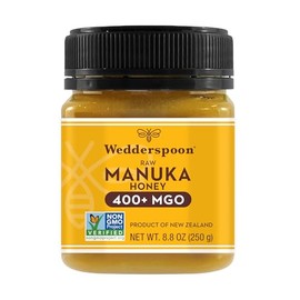 Wedderspoon Raw Premium Manuka Honey, 400+ MGO, 8.8 Oz, Unpasteurized New Zealand Honey, From Our Hives to Your Home