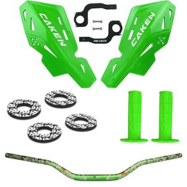 PRO CAKEN Universal 7/8" 22mm and 1 1/8" 28mm Handle Bar with Hand Guards CNC Bracket kit for Dirt Bike Motocross ATV Scooter for CRF KLX KX LTR TRX SX SXF EXC XCW Grizzly Hawk 250 Bicycles Green