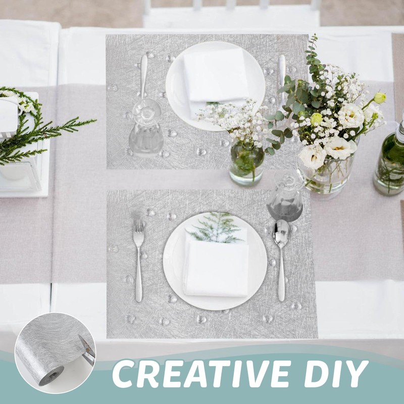 Fleece Table Runner, Silver, 23 cm x 30 m Table