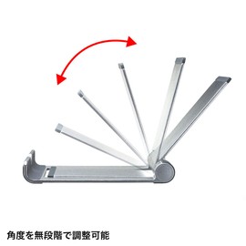 Sanwa Supply PDA-STN35S Aluminum Stand for Tablets, Stepless Adjustment, Lightweight Type, Convenient for Mobile Use, Silver