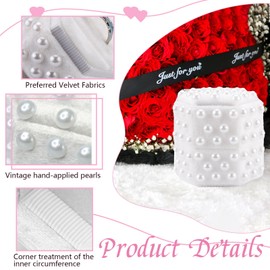 Hexagon Shape Ring Box Wedding Day, YITOBA White 3 Slots Ring Case with Pearl, Small Vintage Velvet Jewelry Box with Detachable Lid for Wedding Proposal Engagement Photography Ceremony (White)