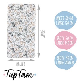 TupTam Baby Fitted Sheet for Baby Cot Bed Pack of 2, Colour: Safari/Grey, Size: 70 x 140 cm