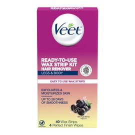 Veet Veet Leg and Body Hair Remover Cold Wax Strips, 40 Count, 40 Oz