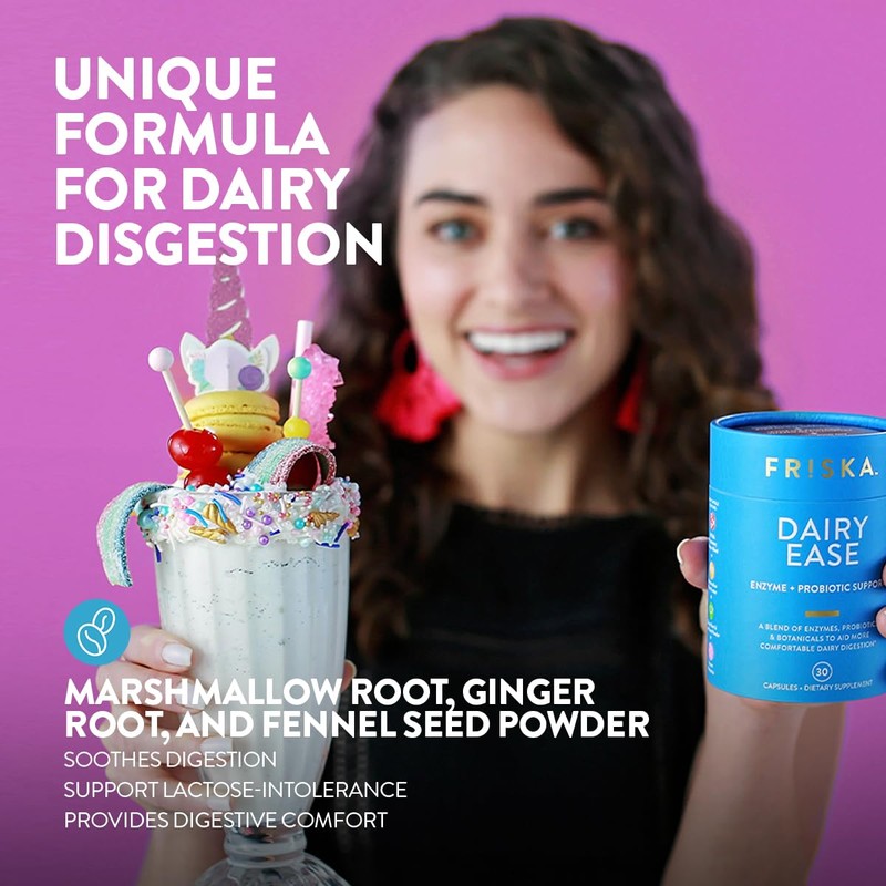FRISKA Dairy Ease | Digestive Enzymes and Probiotics Supplement |