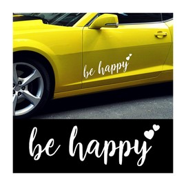 JNNJ Car Sticker, Tuning Car Window Sticker, Be Happy Car Sticker Sayings, Sticker Text Sticker for Car and Motorcycle, Single Line as Desired (White)