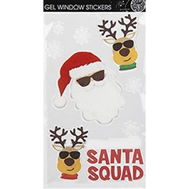 Santa & Rudolf Christmas Window Gel Sticker Easy to Use & Remove (Santa Squad)