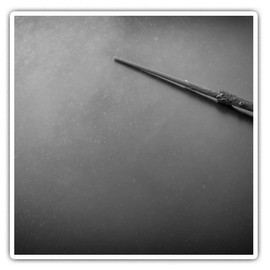 Square Stickers (Set of 2) 7.5cm BW - Magic Wizarding World Elder Wand Fun Decals for Laptops,Tablets,Luggage,Scrap Booking,Fridges, #37046