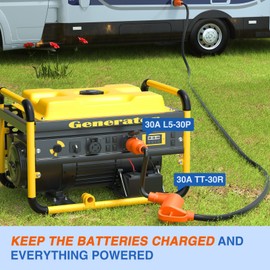 Nilight RV Generator Adapter Cord 30 Amp to 30 Amp 3 Prong Pure Copper Heavy Duty Twist Lock Male Plug 10 Gauge Wire L5-30P to TT-30R 30M/30F for RV Camper Caravan Van Trailer