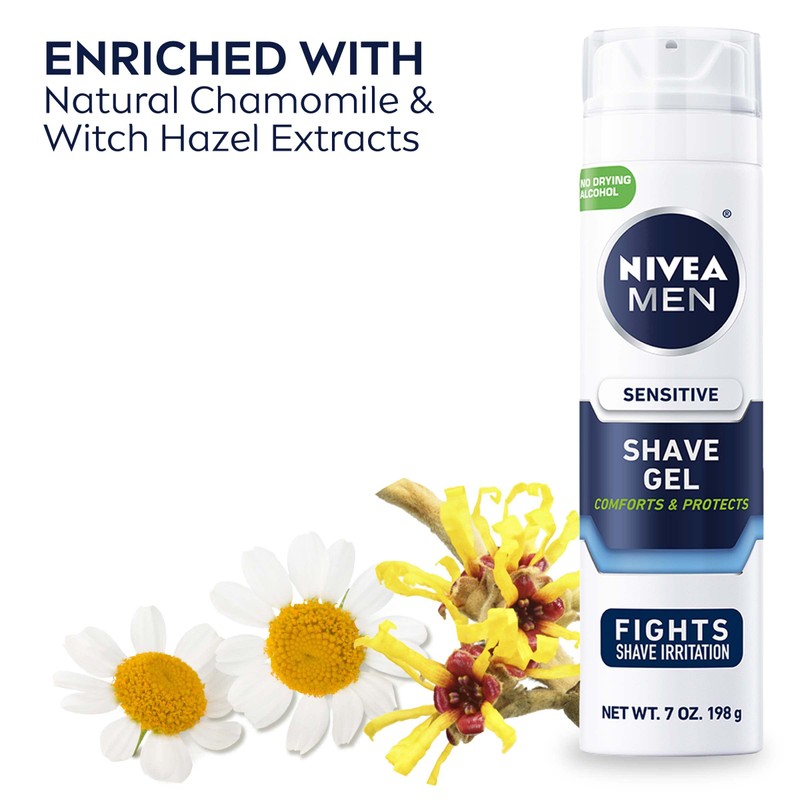 Nivea For Men Shaving Gel, Sensitive, 7 oz