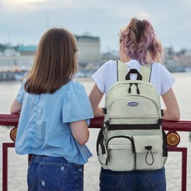 Leaper Women School Backpacks Water-resistant Laptop Backpacks Men Lightweight Basic Travel Backpack Casual Daypack Green