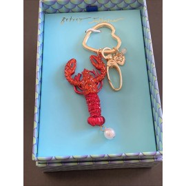 Betsey Johnson Crystal Red Lobster Gold Tone Keychain Bag Charm