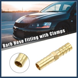 INFINAUTO 1 Set 8mm Copper Hose Barb Fitting Connector with 10 Clamps Stylish Design