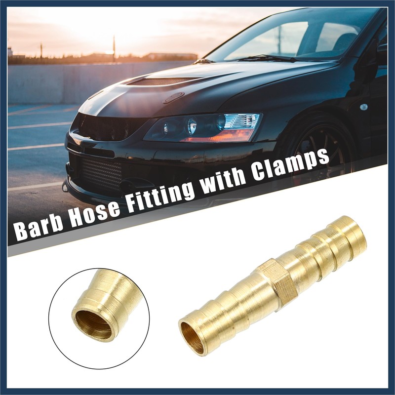 INFINAUTO 1 Set 8mm Copper Hose Barb Fitting Connector with