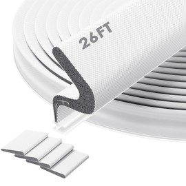 Pluden 26FT Kerf Weather Stripping Door Seal Strip, Door Soundproofing V-Shape Sound Proof Door Sealers for Door Frame, Door Insulation Strip for Large Gap and Easy Installation（4 Gaskets）