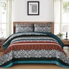 DJY Boho Quilt Set Queen Size, 3 Piece Bohemian Striped