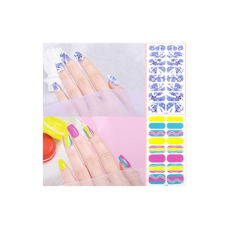 Pegatinas Autoadhesivas para Uñas, 8 Hojas de Tiras de Esmalte
