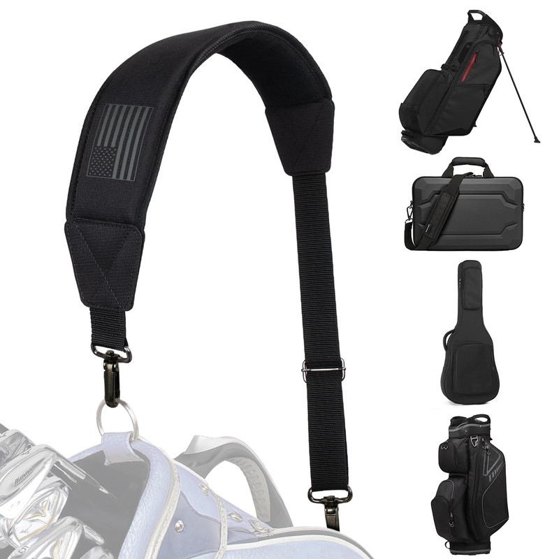 LZFAN Golf Bag Shoulder Strap, Single Padded Adjustable Straps Universal