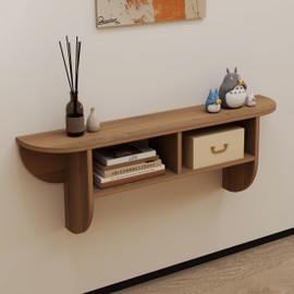 TuckTect Floating Solid Wood Console Table, 39'' Wall Mounted Narrow Entryway Table with Storage Shelf, Modern Couch Table Small Entry Way Tables for Entryway, Front Hall, Hallway (Walnut, 39.37IN)