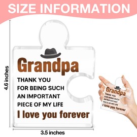 Grandpa Gifts, Gifts for Grandpa from Grandkids on Fathers Day, Birthday Thanksgiving Christmas Gift Ideas for Grandfather Acrylic Puzzle Piece Plaque Desk Decorations for Home Decor