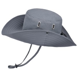 Sireck Fishing Hat for Men Women, Wide Brim Summer Safari Hat, UDF 50+ UV Protection Sun Hats, Bucket Hiking Beach Hat Gray