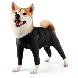 Due Felice Dog Onesie Shedding Suit Full Coverage Pet Surgical Recovery Bodysuit After Surgery Wear Cone Collar Cone Alternative Anxiety Calming Shirt for Female Male Dog, Black, XX-Large