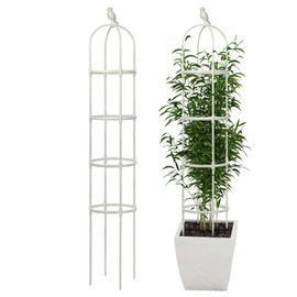 Garden Trellis for Climbing Plants, Rustproof Metal Pipe with Heavy Duty 6ft, Garden Outdoor Indoor Potted Plant Support（White）