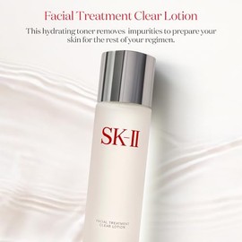 SK-II Loción transparente de tratamiento facial – Tónico facial hidratante con AHAs para exfoliar y mejorar visiblemente la textura – Tónico facial suave hecho con ácido salicílico y láctico para un tono de piel más uniforme (5.4 onzas)