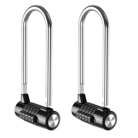 KeeKit 5 Digit Combination Padlock, 4.65 Inch Long Shackle Resettable Padlock, Lengthened Gym Lock Waterproof for School, Employee, Gym & Sports Locker, Gate, Toolbox, Case, Fence - Black, 2 Pack