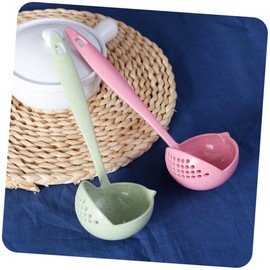 ULTECHNOVO Plastic Strainer Ladle with Filter Pink Kitchen Soup Spoon with Hanging Heat Resistant Slotted Ladle for Easy Soup and Oil Separation Dishwasher and Microwave Safe Cooking Tool