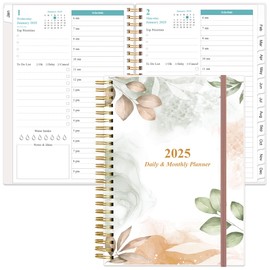 2025 Daily & Monthly Planner - One Page Per Day, Daily Planner 2025 from Jan 2025 to Dec 2025, Planner 2025 with 12 Monthly Tabs, 6.4" x 8.5", Rose Leaf