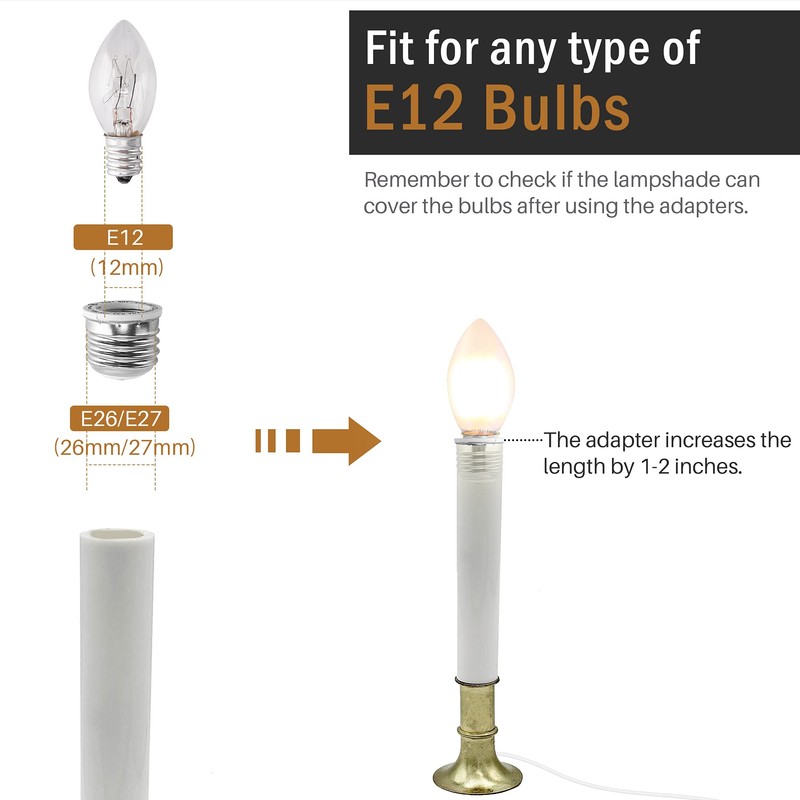 JACKYLED UL Listed E26 to E12 Adapter, Medium E26 E27