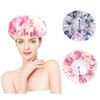 Adorila Large Reusable Shower Caps, Double Layer Elastic Shower Cap