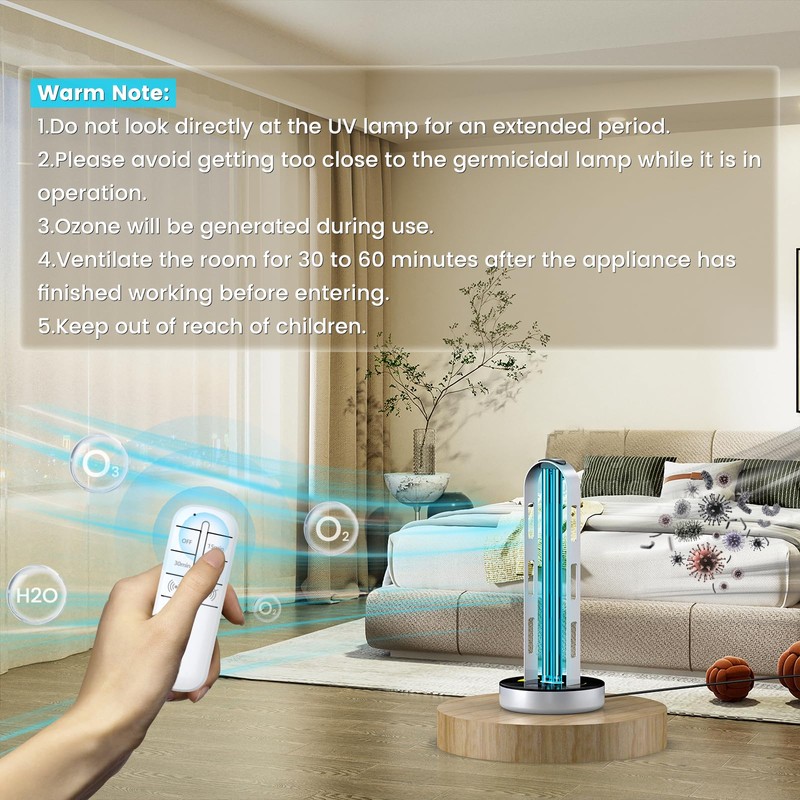 ZETAWALE UV Light Sanitizer, 100W Ultraviolet Lamp with Remote Control