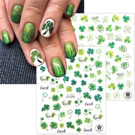 8Sheets St. Patrick's Day Nail Stickers for Nail Art 3D Shamrock Nail Art Stickers Self Adhesive Four Leaf Clover Nail Decals Irish Spring Nail Art Design Stickers for Women Girls DIY Nail Decoration