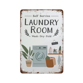 Yunking Metal Tin Laundry Room Print, 8x12 inch Decorative Signage